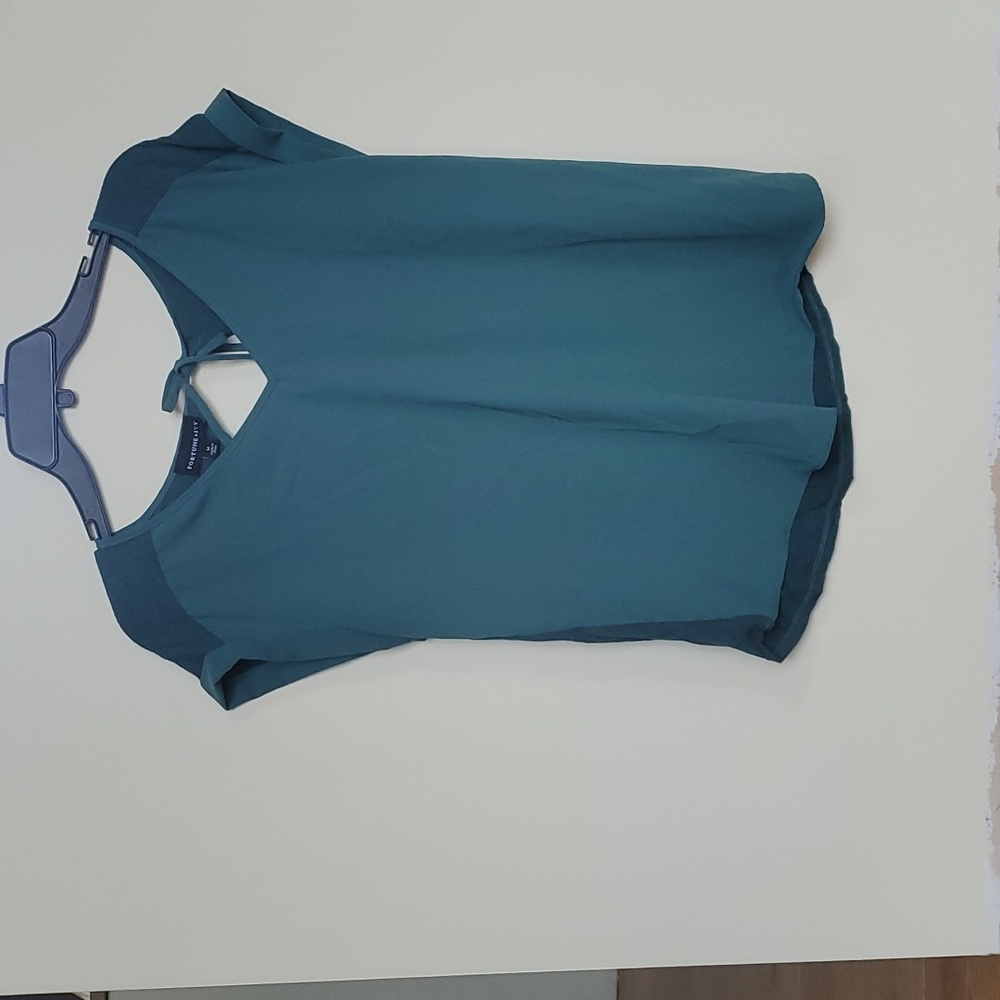 Teal capped sleeved blouse.  Fortune and ivy. Size medium